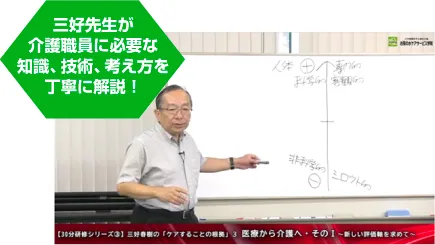 三好先生が介護職員に必要な知識、技術、考え方を丁寧に解説